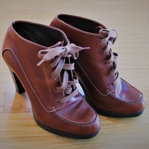COLE HAAN Leather Lace-Up Ankle Bootie - Size 5